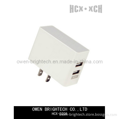 2.1A Dual Port USB Wall Charger / Portable Travel Charger (HCX-D208)